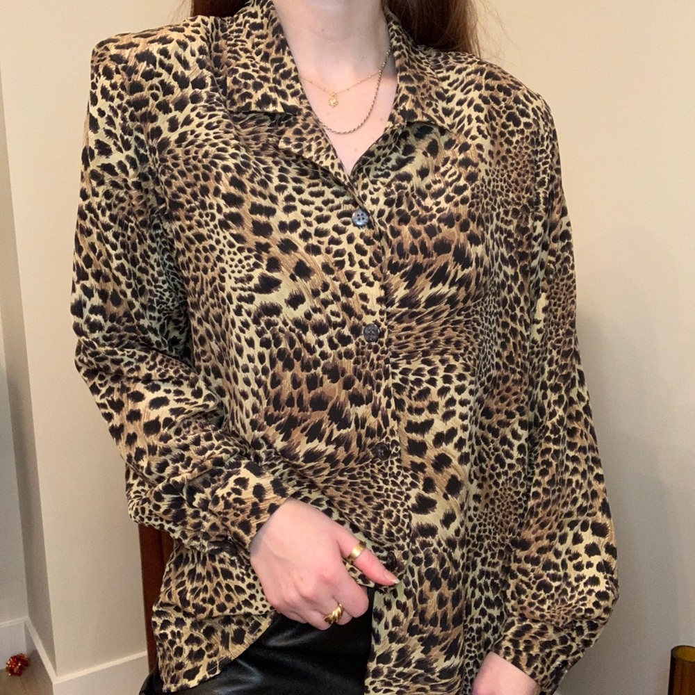 Vintage silk cheetah blouse